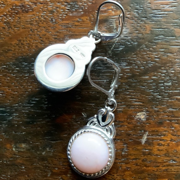 NIB JTV Pink Peruvian Opal Sterling Silver Dangle Earrings - Picture 6 of 8